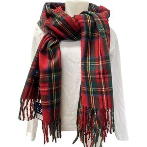 NWT Heritage Stag Stewart Royal Modern Tartan Winter Scarf Fringe Accent